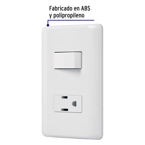 Placa armada contacto e interruptor sencillo, Volteck Basic | PA-APCO-B | 25077