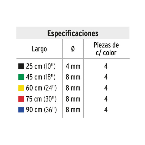 Juego de 20 tensores elásticos, Pretul | TENS-20 | 25090