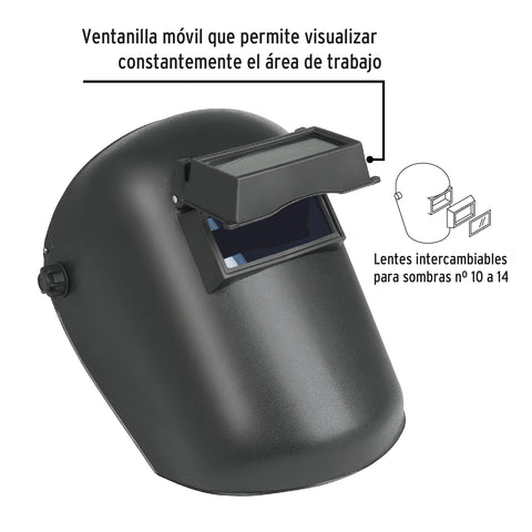 Careta p/soldar con lente abatible, sombra 11, PRETUL | CASO-300-P | 26005