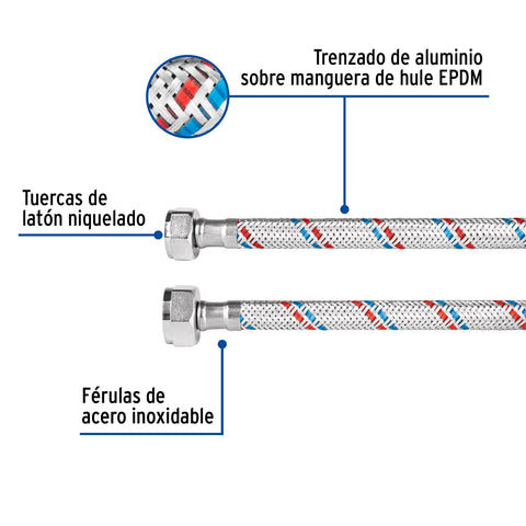 Manguera p/WC, aluminio, 1/2' x 7/8', 35 cm, BASIC | FWC-35P | 26022