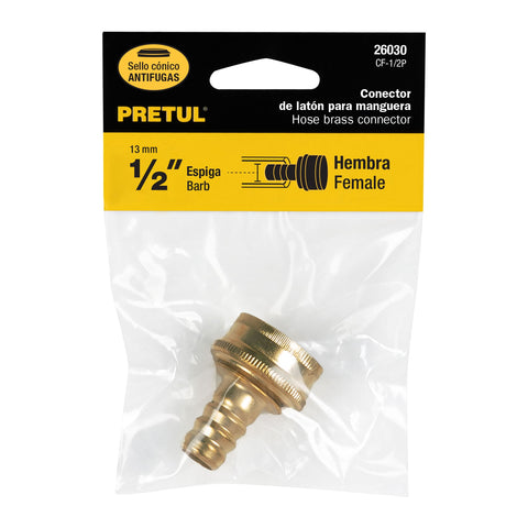 Conector 1/2' hembra de latón laminado, Pretul | CF-1/2P | 26030