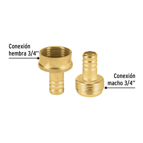 Juego conectores 1/2' macho/hembra de latón laminado, Pretul | CFM-1/2P | 26032