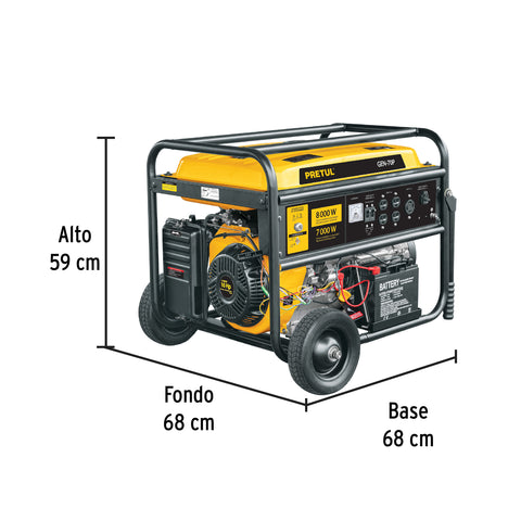 Generador portátil 7 kW motor a gasolina, PRETUL | GEN-70P | 26036