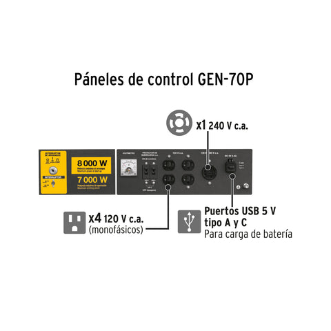 Generador portátil 7 kW motor a gasolina, PRETUL | GEN-70P | 26036