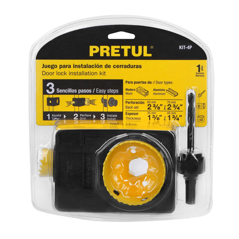 Juego de 4 piezas para instalar cerraduras, Pretul | KIT-4P | 26038