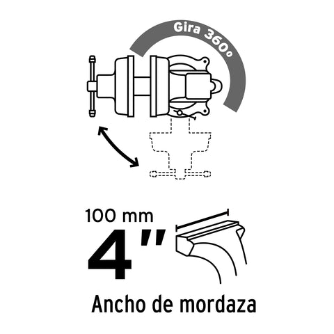 Tornillo de banco 4' de hierro gris, Pretul | TB-4P | 26039