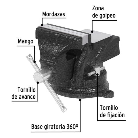 Tornillo de banco 4' de hierro gris, Pretul | TB-4P | 26039