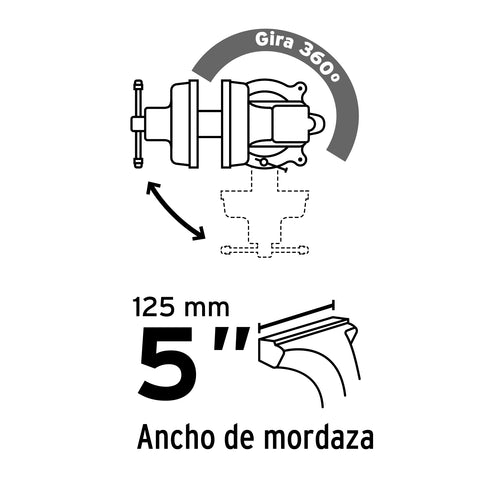Tornillo de banco 5' de hierro gris, Pretul | TB-5P | 26042