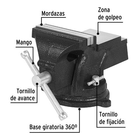 Tornillo de banco 5' de hierro gris, Pretul | TB-5P | 26042