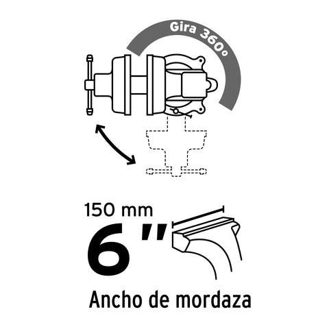 Tornillo de banco 6' de hierro gris, Pretul | TB-6P | 26043