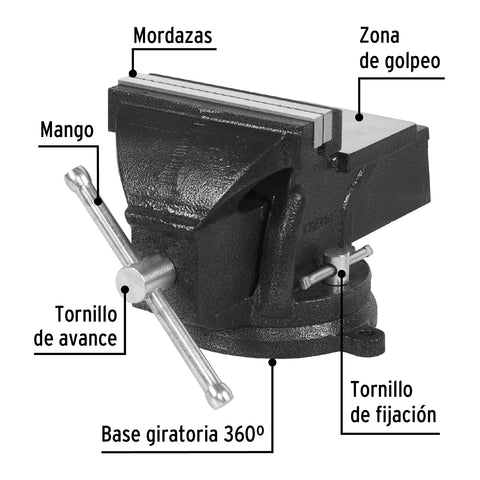 Tornillo de banco 6' de hierro gris, Pretul | TB-6P | 26043