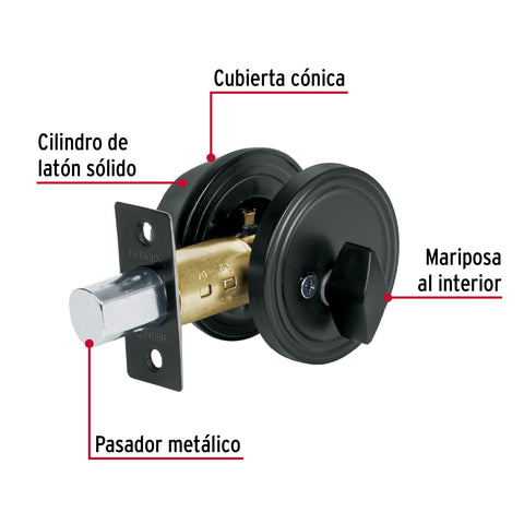 Cerrojo llave-mariposa negro, llave tradicional, BASIC | CERO-61P | 26067