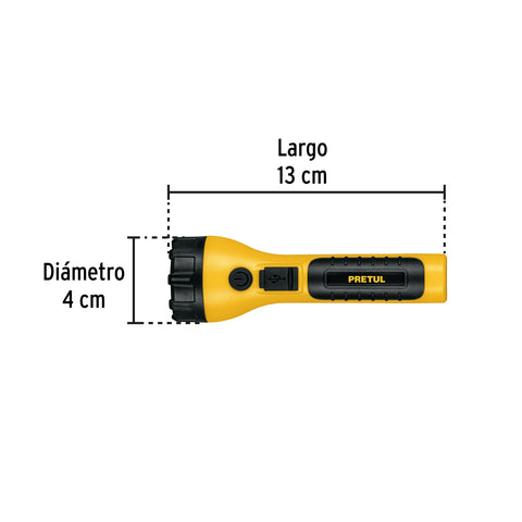 Linterna plástica de LED, 120 lm, recargable, PRETUL | LIRE-120P | 26101