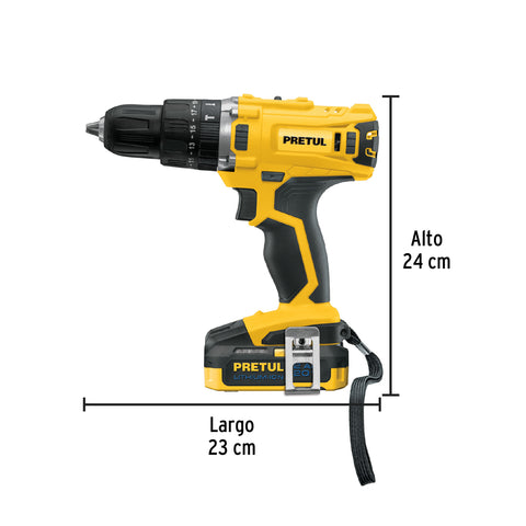 Rotomartillo 1/2', 20V, 1 batería 2Ah, PRETUL | ROTI-20P2 | 26117