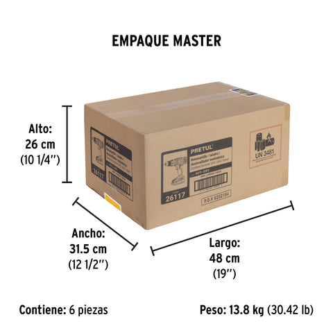 Rotomartillo 1/2', 20V, 1 batería 2Ah, PRETUL | ROTI-20P2 | 26117
