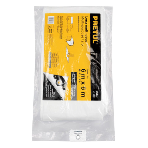 Lona de polietileno 6 x 6 m, blanca, 110 g/m2, PRETUL | LP-66B | 26137