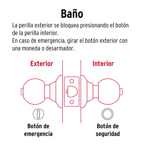 Cerradura esfera tubular, baño, negro, HERMEX BASIC | BALT-NE-BP | 26177