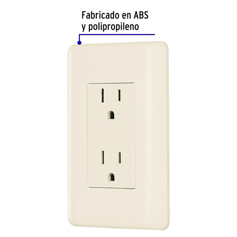 Contacto dúplex aterrizado, marfil, Volteck Basic | CODO-BI | 26637