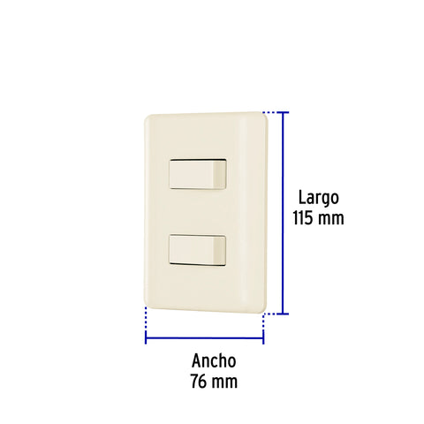 Placa armada 1 interruptor y 1 escalera, marfil, Basic | PA-APDO-EBI | 26639