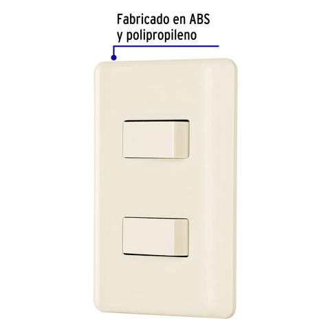 Placa armada 1 interruptor y 1 escalera, marfil, Basic | PA-APDO-EBI | 26639