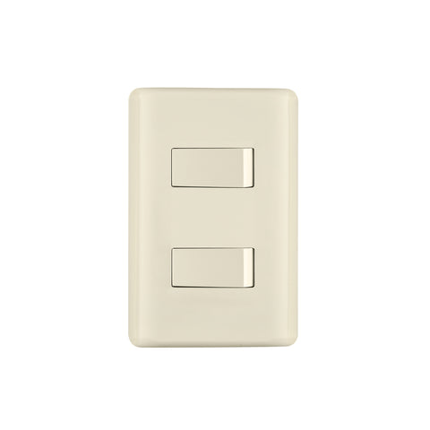 Placa armada, 2 interruptores, marfil, Volteck | PA-APDO-BI | 26640