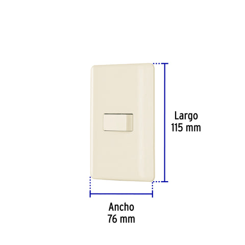 Placa armada 1 interruptor sencillo, marfil, Volteck | PA-APSE-BI | 26642