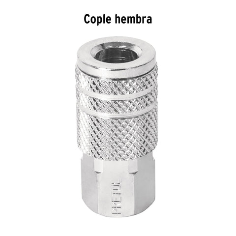 Cople rápido de acero, hembra, cuerda 1/4' NPT, PRETUL | COPLE-HEM-1/4P | 27028