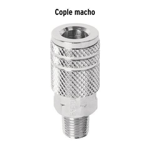 Cople rápido de acero, macho, cuerda 1/4' NPT, PRETUL | COPLE-MA-1/4P | 27029