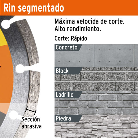 Disco de diamante de 7' x 1.6 mm rin segmentado, PRETUL | DID-370P | 27033