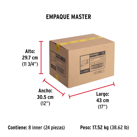 Cerradura sobreponer der instala-fácil, caja, HERMEX BASIC | CS-75DP | 27047