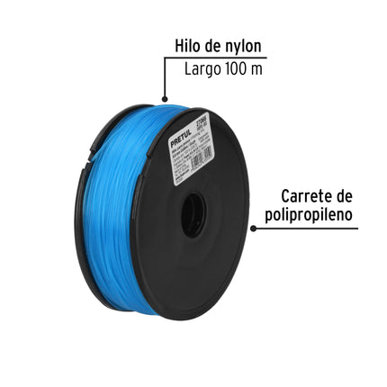 Carrete con 100 m de hilo para pesca azul calibre 0.90 mm (HIPE-90)