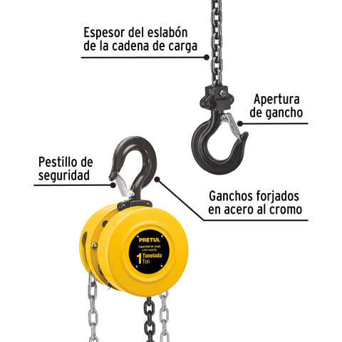 Polipasto de cadena de 1 ton, Pretul | POL-1P | 27127