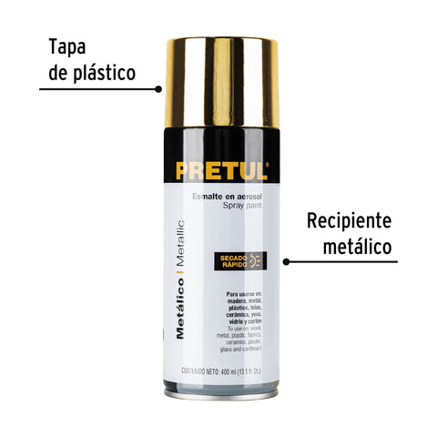 Pintura en aerosol, metálica, oro, 400ml, Pretul | PAM-OR-P | 27180