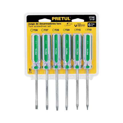 Juego de 6 desarmadores Torx mango de PVC, Pretul | DT-6P | 27192