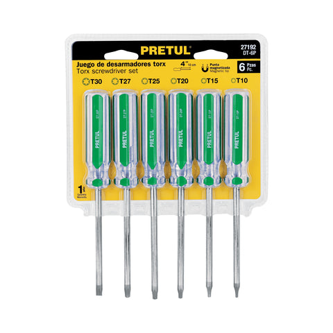 Juego de 6 desarmadores Torx mango de PVC, Pretul | DT-6P | 27192