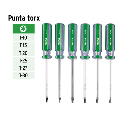 Juego de 6 desarmadores Torx mango de PVC, Pretul | DT-6P | 27192
