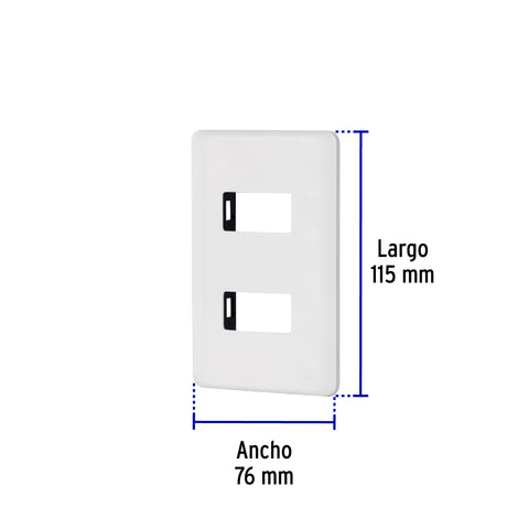 Placa 2 módulos de ABS, blanca, Volteck Basic | PPDO-B | 27223