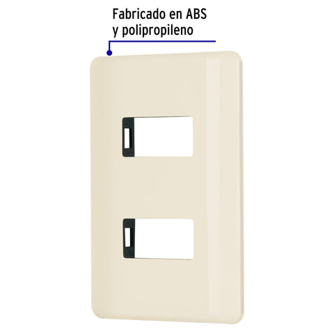 Placa 2 módulos, marfil, línea Volteck Basic | PPDO-BI | 27232