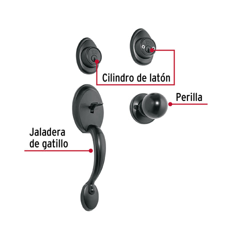 Jaladera y perilla, Berna llave-llave, negro, BASIC | CEP-62PJP | 27238