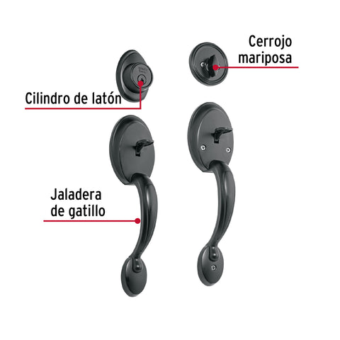 Doble jaladera y perilla, Berna mariposa, negro, BASIC | CEP-61JJP | 27240