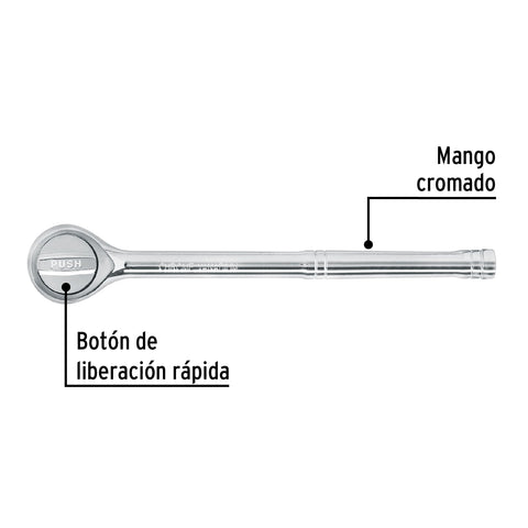 Matraca cuadro 1/2' liberación rápida cabeza redonda, Pretul | M-1245P | 27351