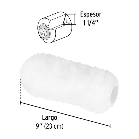 Felpa para rodillo, 9x1-1/4,superficies extra rugosas,PRETUL | R-ROPI-930P | 28045