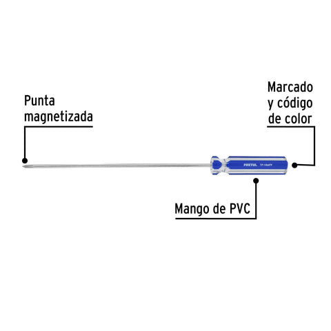 Desarmador de cruz 1/8' x 6' mango de PVC, Pretul | DP-1/8X6TP | 28077