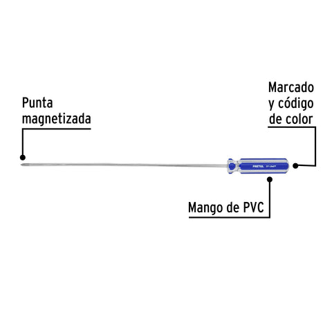 Desarmador de cruz 1/8' x 8' mango de PVC, Pretul | DP-1/8X8TP | 28078