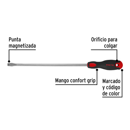 Desarmador plano 3/8' x 12' mango Comfort Grip, Pretul | DR-3/8X12BP | 28081