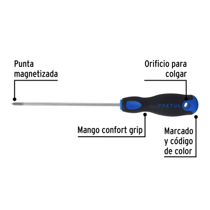Desarmador de cruz 1/8' x 6' mango Comfort Grip, Pretul | DP-1/8X6BP | 28083