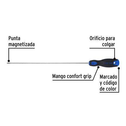 Desarmador de cruz 1/8' x 8' mango Comfort Grip, Pretul | DP-1/8X8BP | 28084