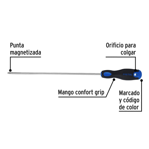Desarmador de cruz 3/16' x 10' mango Comfort Grip, Pretul | DP-3/16X10BP | 28086