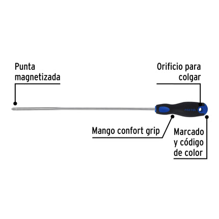 Desarmador de cruz 1/4' x 12' mango Comfort Grip, Pretul | DP-1/4X12BP | 28087