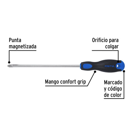 Desarmador de cruz 5/16' x 8' mango Comfort Grip, Pretul | DP-5/16X8BP | 28088